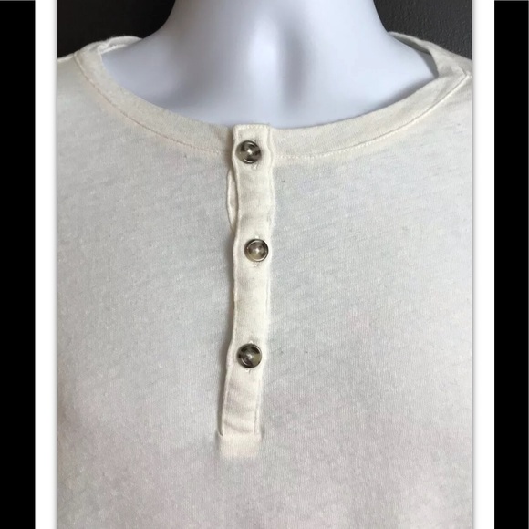 ROBERT GELLER Shirt Henley Linen Cream Gray Beige - Picture 4 of 9
